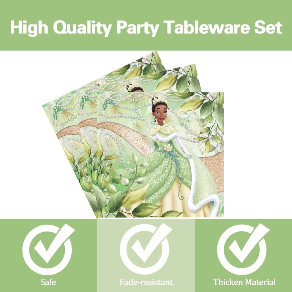 Princess and The Frog Birthday Party Tableware Set Includes Plates,Napkins,Table Cover Boys and Girls Princess Theme Party Decorations Supplies - Image 2