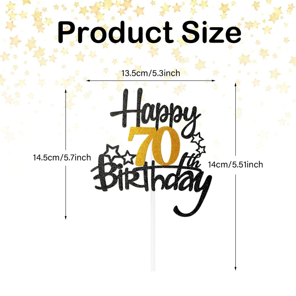 DSLSQD 1Pc Happy 40th Birthday Cake Topper, Black Gold Glitter Cheers to 40 Years Birthday Cake Pick 40 Fabulous Cake Decoration for Happy 40th Birthday Anniversary Party Supplies(40 th) - Image 8