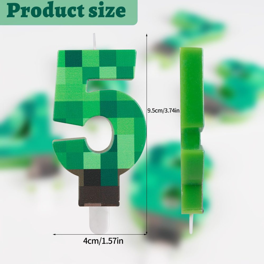 Yiran TNT Numbe 6th Birthday Numbe Candles,Pixel Green Number 6 Candles,Cartoon Gaming Birthday Candle for Boys Girls TNT Theme Party Supplies Decorations - Image 6