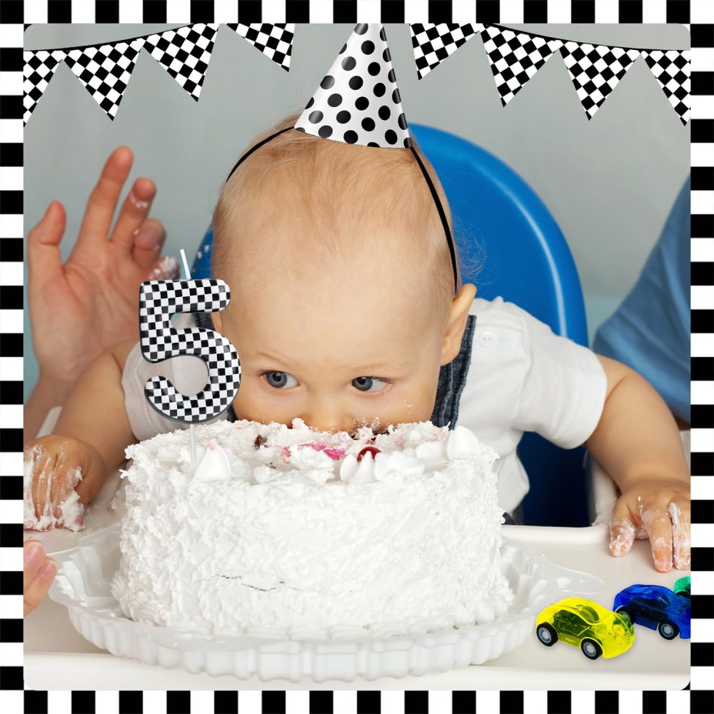 Racing Birthday Number Candles, Happy Birthday Cake Toppers Birthday Cake Toppers Numeral Cupcake Decorations for Racing Party Decoration Theme Party Supplies (5) - Image 2