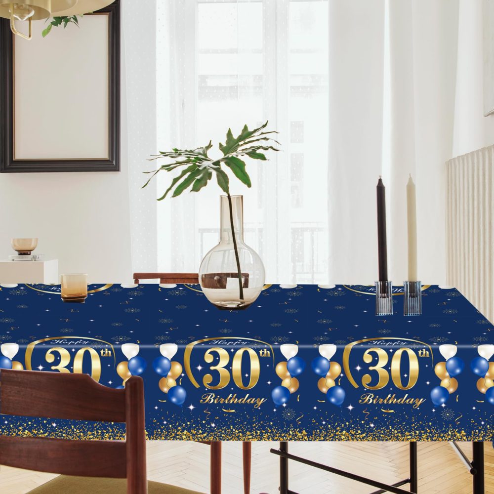 80th Birthday Table Decoration,2pcs Navy Blue Gold 80th Table Cloth,Happy 80th Birthday Tablecloth for Men Women,137*274cm Plastic Tablecloths Table Cover 80th Birthday Decorations for Him Her - Image 4