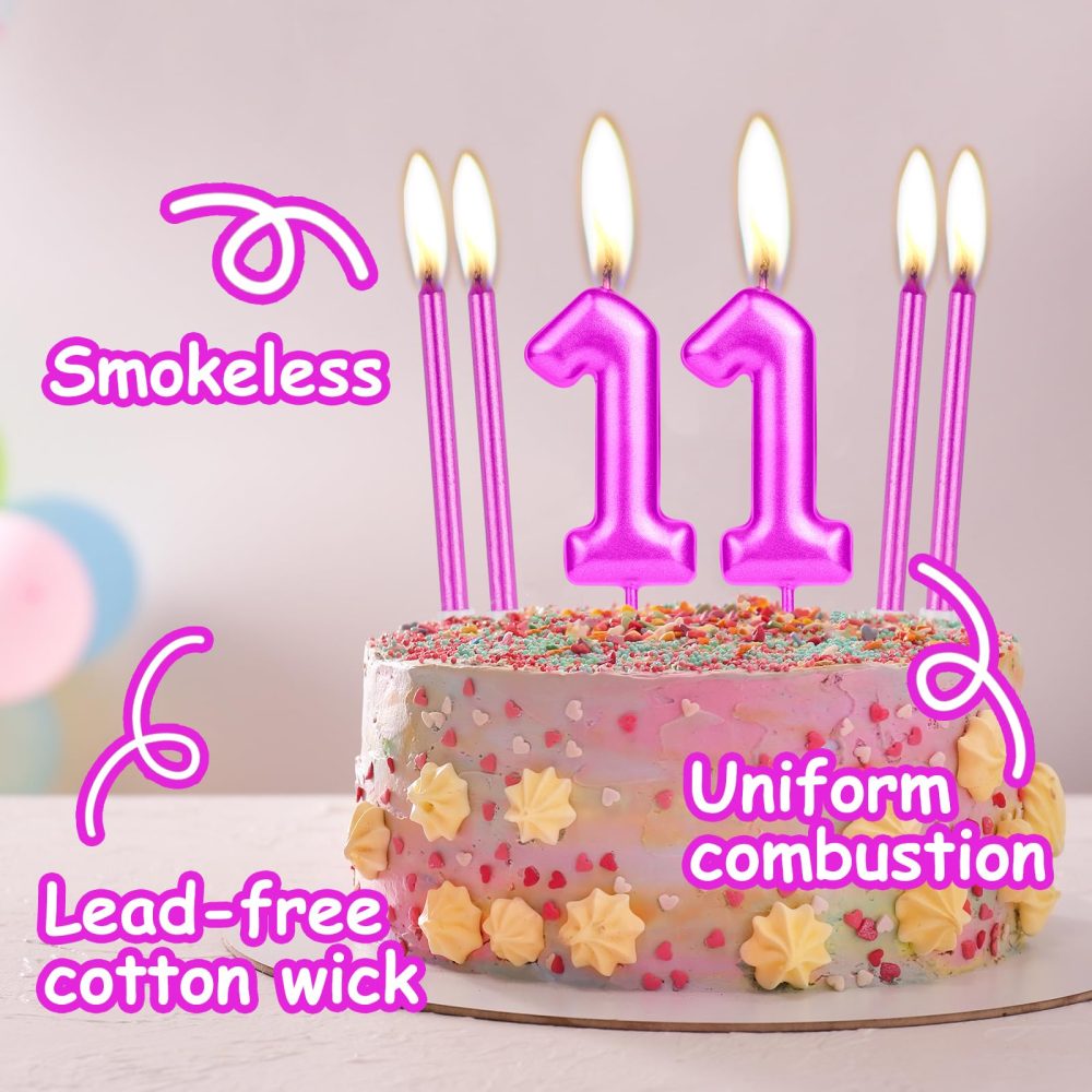 Purple 21st Birthday Candles, Purple Number 21st Candle for Cake, Purple Thin Party Candles, Purple Cake Candles Cake Toppers for Girls Boys 21st Birthday Party Decorations Wedding Anniversary Supplie - Image 6