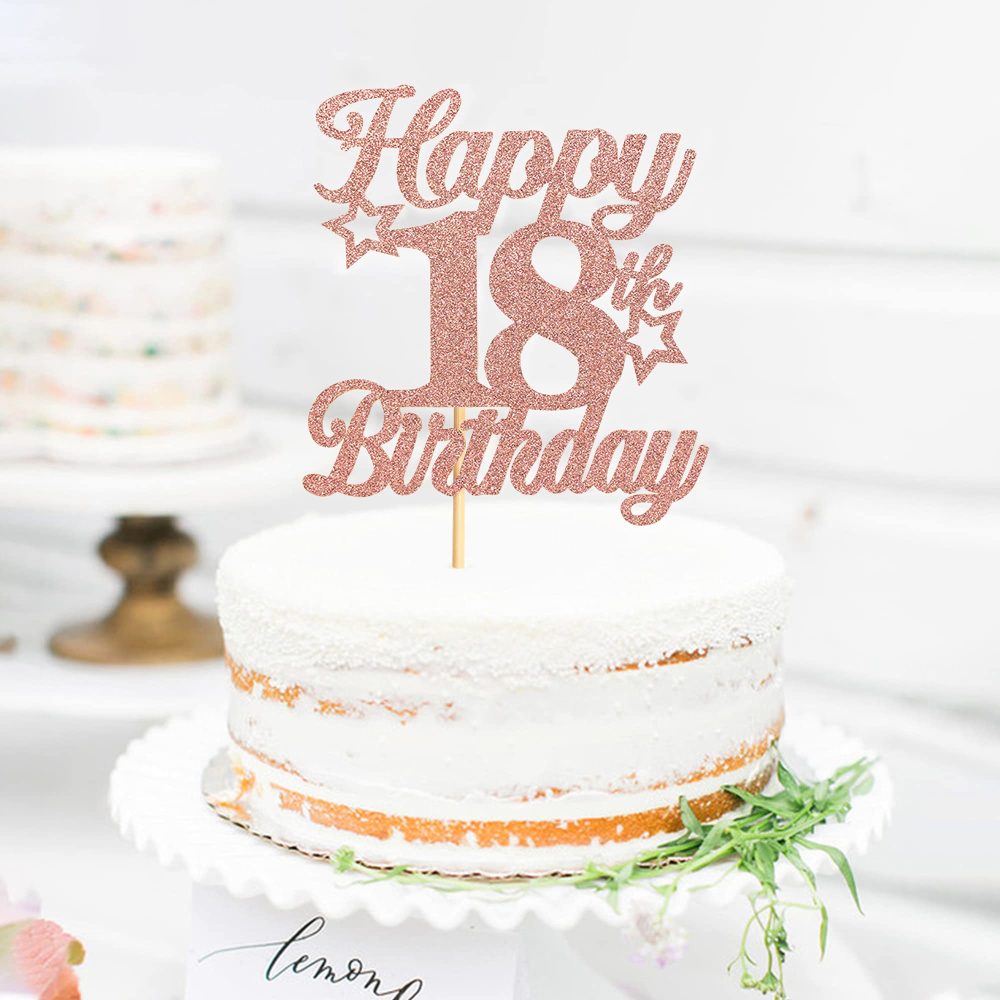 Blumomon 3 Pack Happy 18th Birthday Cake Topper Rose Gold Glitter Cheers to 18th Cake Topper Picks Rose 18th Birthday Cake Decoration for 18th Birthday Party Cake Supplies - Image 6