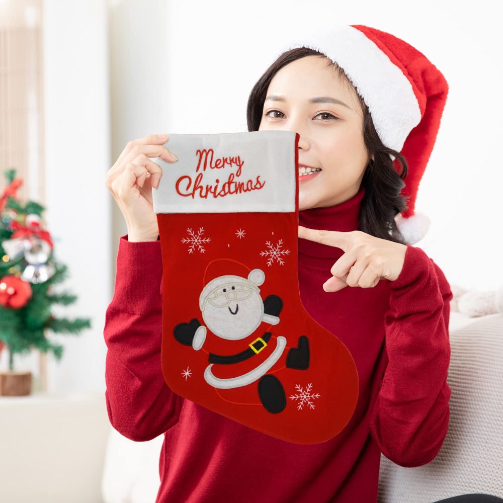 ALLY-MAGIC Christmas Stockings Large Xmas Stockings Christmas Ornament Candy Pouch Bag for Holiday Party Xmas Tree Decoration Y4-SDLPW (Santa Claus) - Image 2