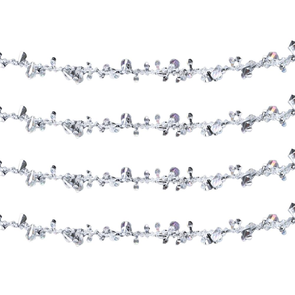 5M Crystal Christmas Garland, Christmas Tree Crystal Garland Xmas Crystal Ornament Silver Christmas Tree Decorations Twist Beads Christmas Tree Garland String Christmas Party Decorations Home Decor - Image 4