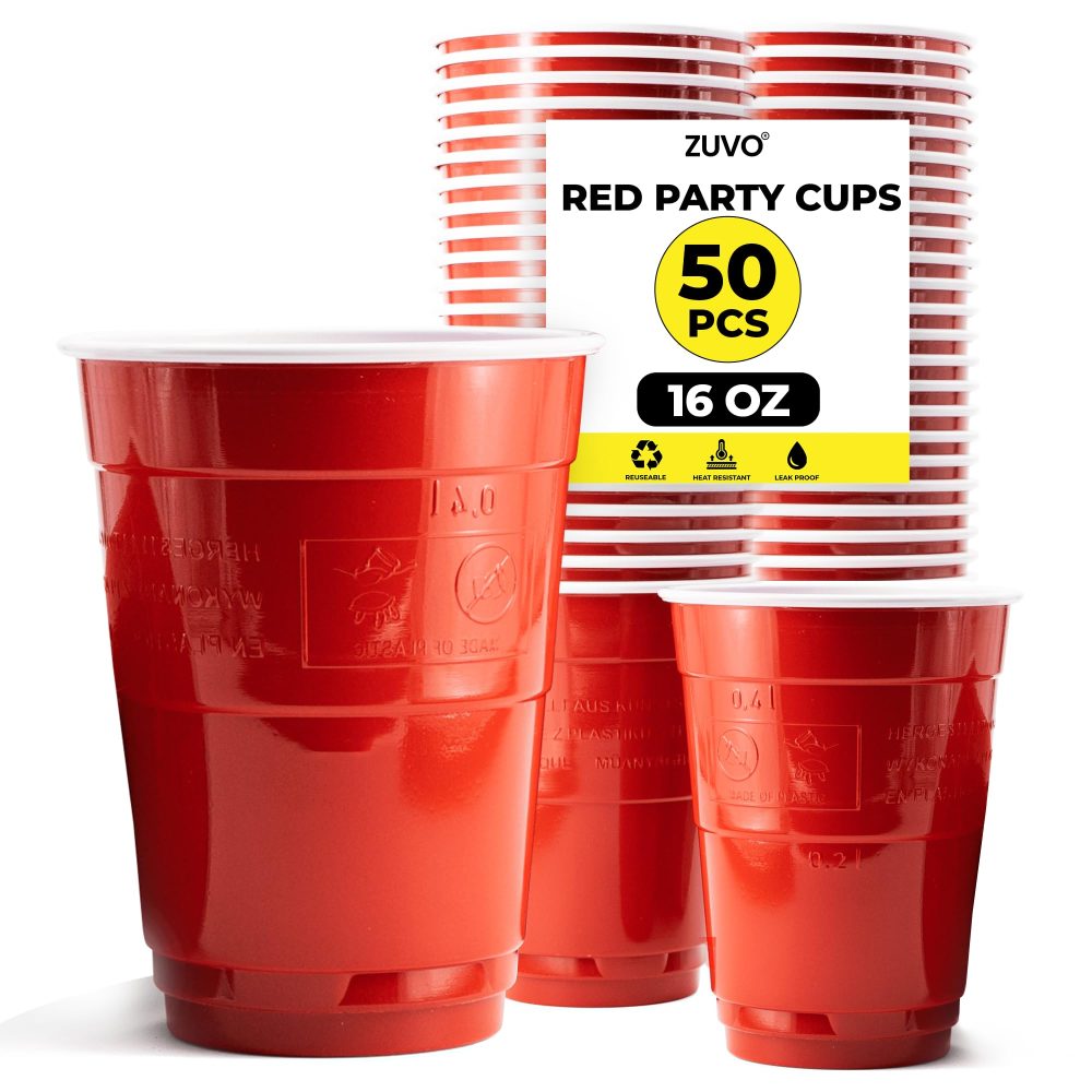Red Cups for Party - 16 OZ - Pack of 50 Disposable Cups - Perfect for Any Occasion - Red Party Cups