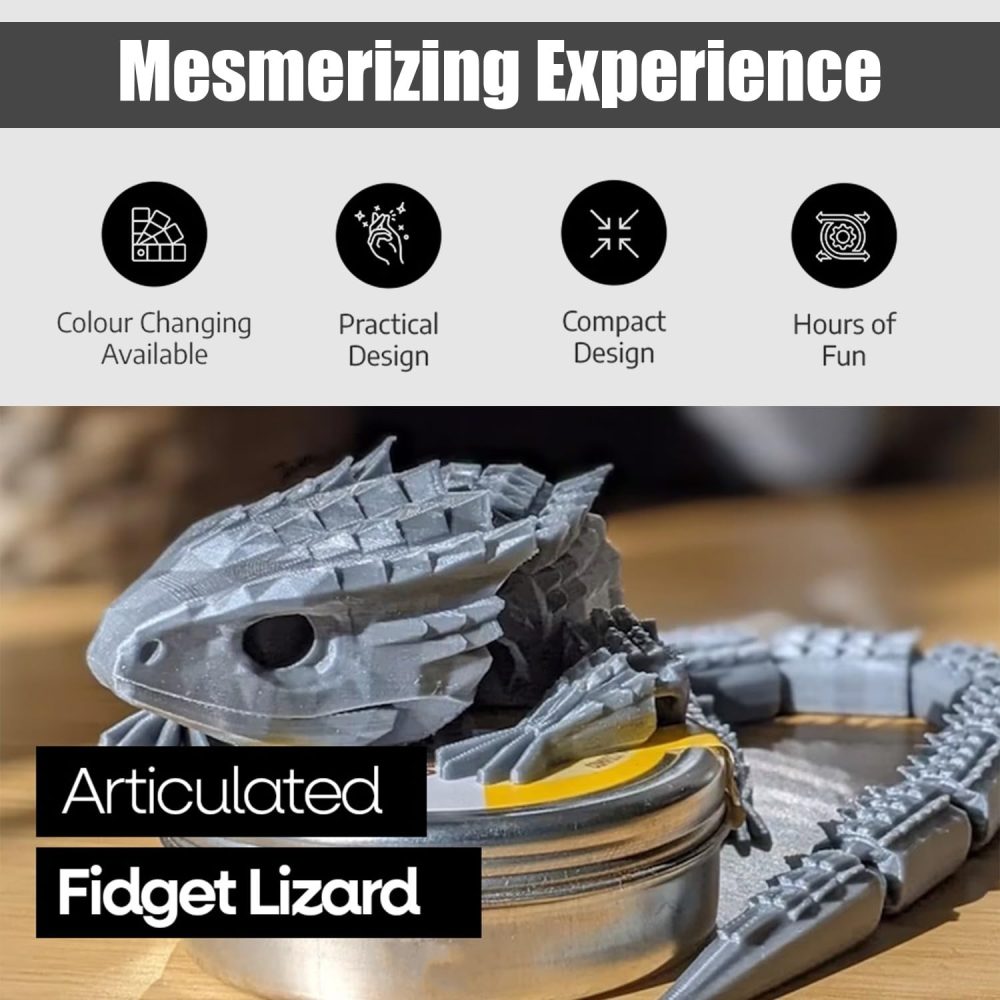 RJW Design Store – Large Reptile Colour Changing Fidget Toys, Bearded Dragon Fidget Pet – Colour-Changing Fidget Toy Set Stress Relief Lizard – Calming Gift Idea for Imagination, Play & Entertainment - Image 4