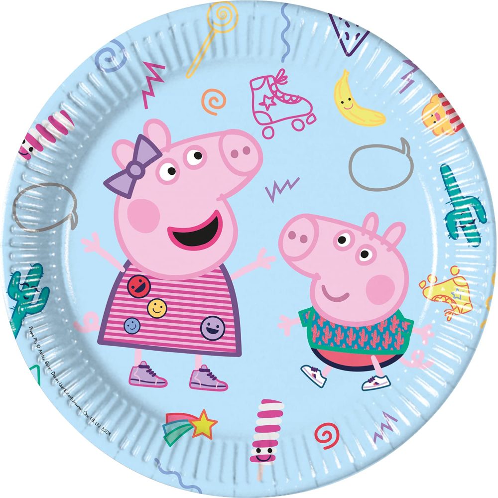 Procos 93436 Peppa Pig Party Plates Size 23 cm Pack of 8 Disposable Paper Plates Children's Birthday Party Tableware FSC® Mix