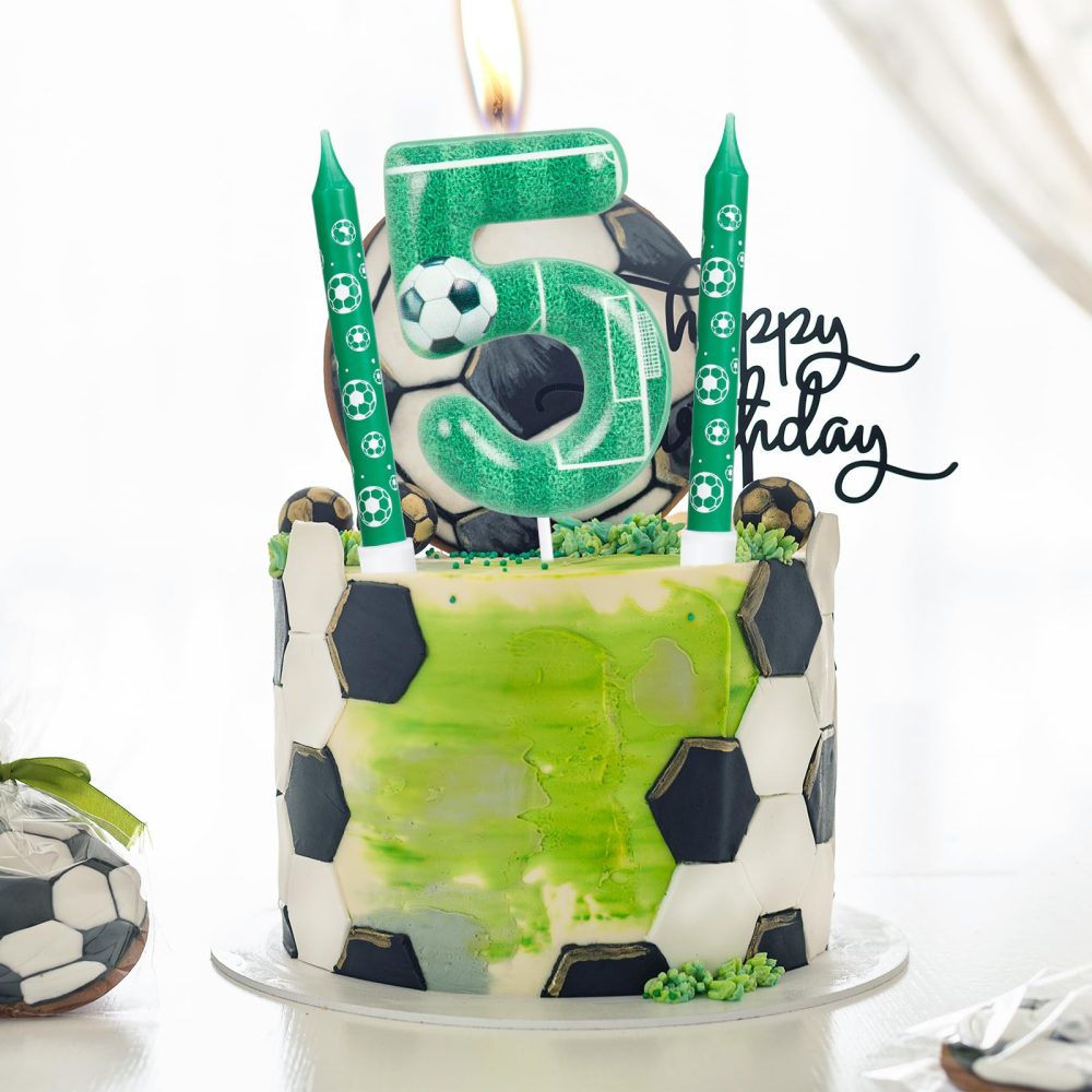 Birthday Number Candles, Football Birthday Number Candles, Green Number Cake Candles with 20 Extension Rods, Party Decorations for Unforgettable Celebrations - Image 2