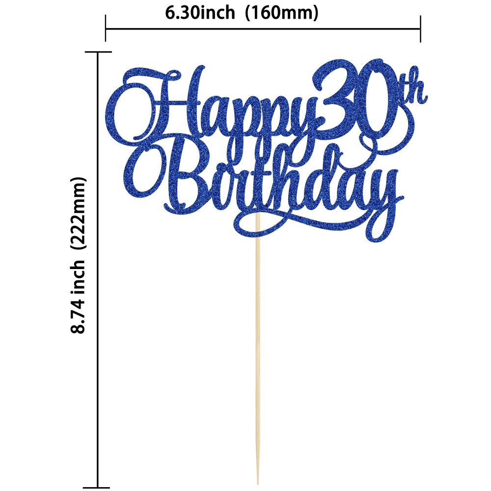1 Pack Happy 30th Birthday Cake Topper Blue Glitter Number 30 Thirty Years Old Birthday Cake Pick Decoration For 30th Birthday Celebrating Anniversary Party Supplies - Image 7