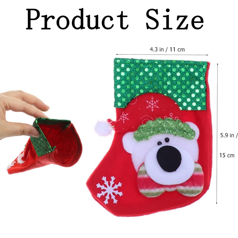 Christmas Stocking Set of 4, 6.3" Mini Personalised Christmas Stockings, Stockings Christmas for Kids, Rustic Farmhouse Fireplace Hanging Ornament Christmas Holiday Party Decoration - Image 7
