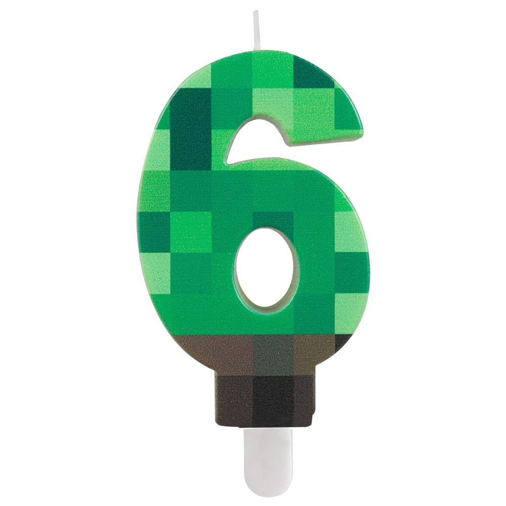 Yiran TNT Numbe 6th Birthday Numbe Candles,Pixel Green Number 6 Candles,Cartoon Gaming Birthday Candle for Boys Girls TNT Theme Party Supplies Decorations