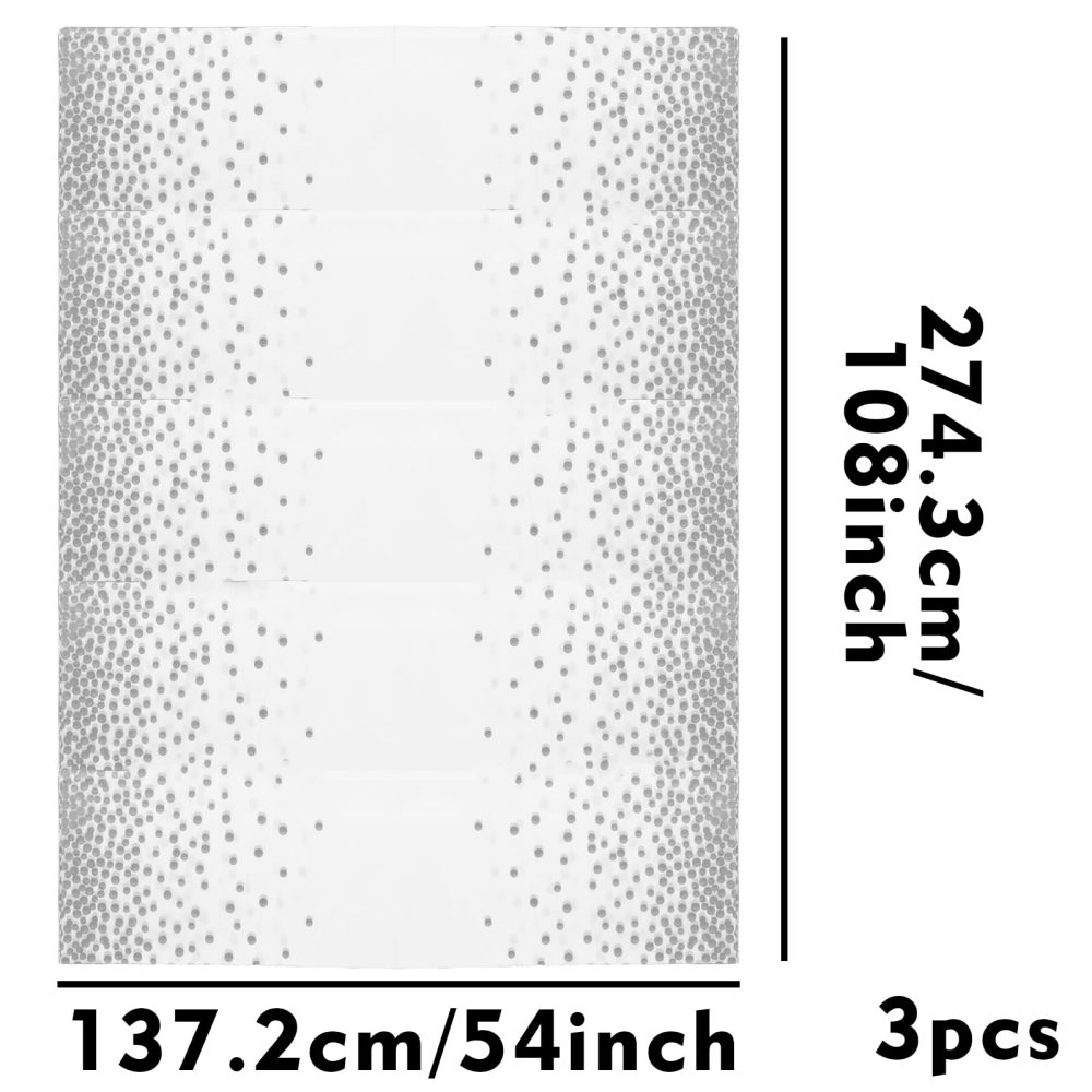 3pcs Party Disposable Tablecloths Silver Dot White Table Cover, 54*108inch Rectangular Disposable Plastic Tablecloth for Party,Christmas,Wedding,Picnic,Hen,Boys Girls Birthday Party Paper Table Cloth - Image 7