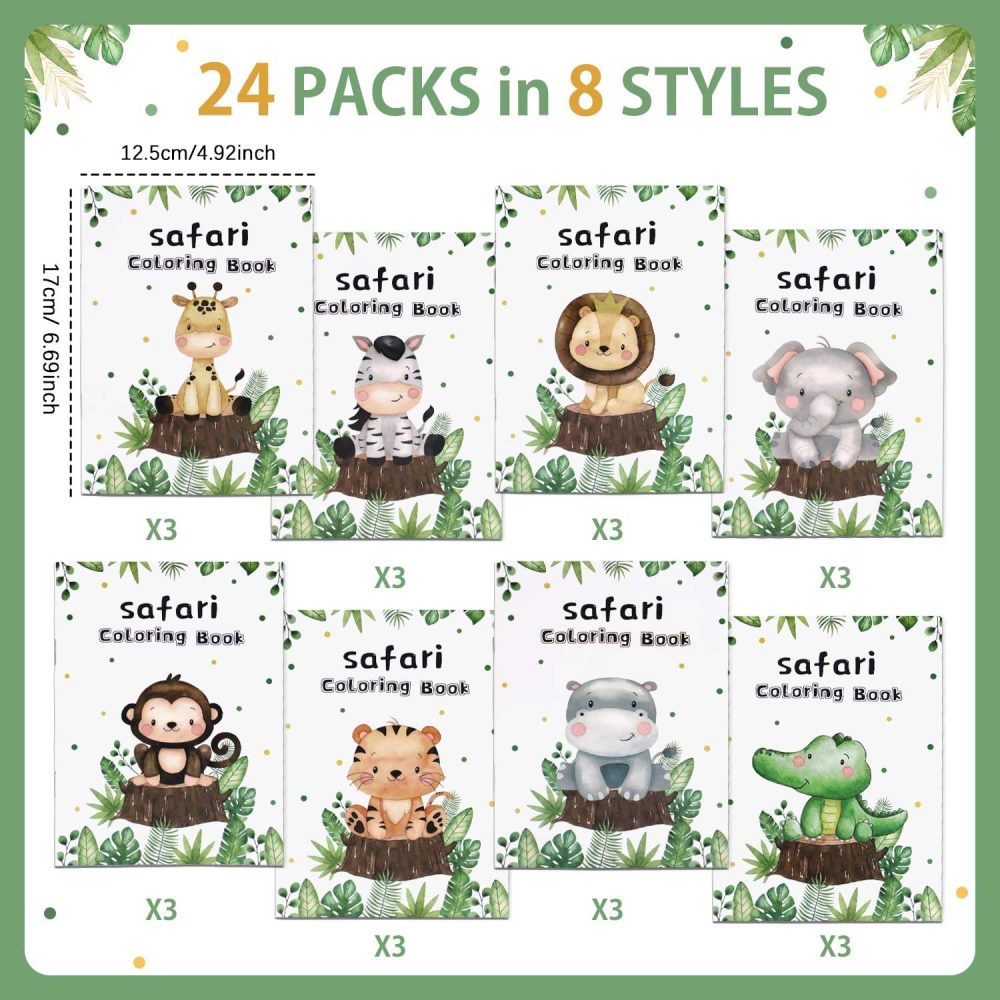 Heboland 24 Pcs Mini Colouring Books for Kids, Mini Colouring Books for Party Bags, Jungle Animal DIY Kids Colouring Books, Art Drawing Small Colouring Books for Children,Mini Colouring Book Filler - Image 3
