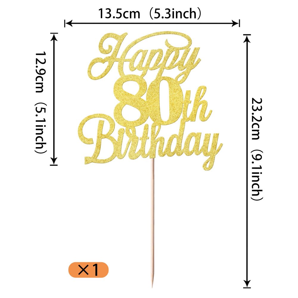Xsstarmi 1 Pack Happy 80th Birthday Cake Topper Glitter 80 & Fabulous Cheers to 80 Years Old Birthday Cake Pick for Celebrating 80th Birthday Anniversary Party Cake Decorations Supplies Gold - Image 7