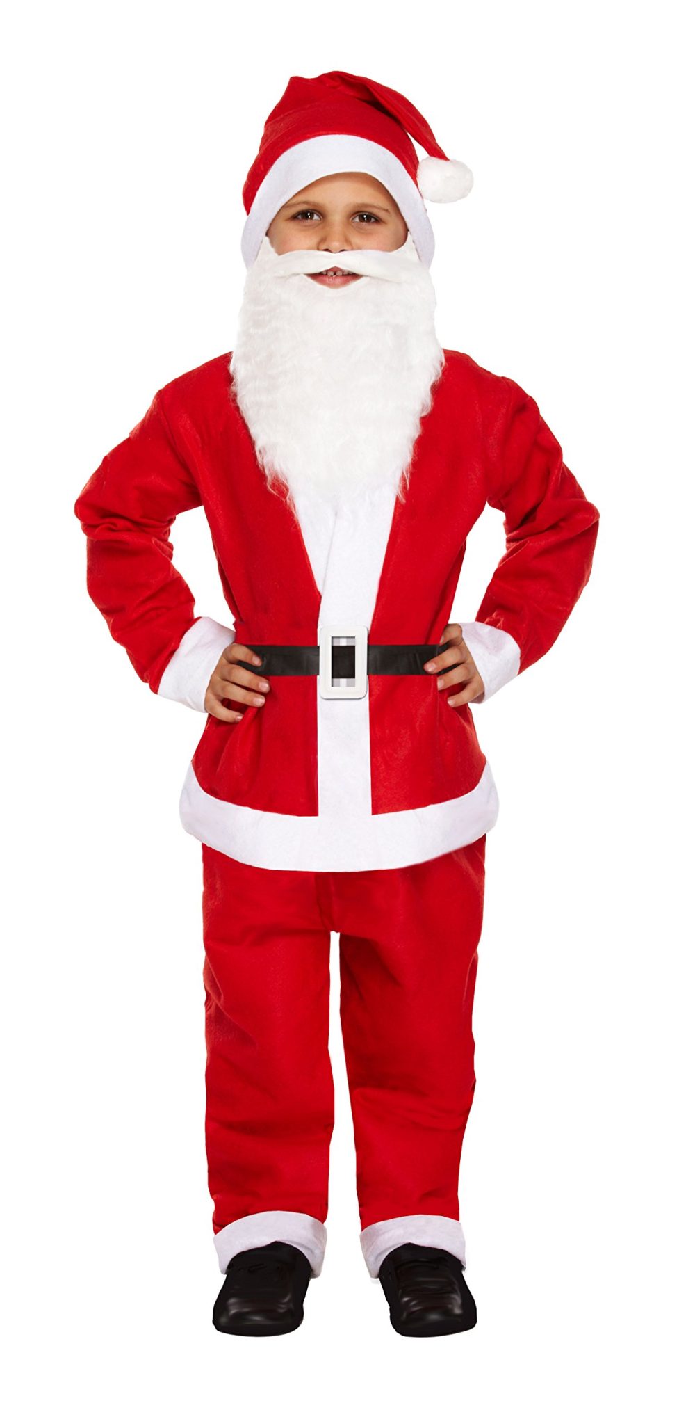 HENBRANDT Children’s Santa Claus Costume with Red Santa Hat and Santa Beard for Kids 5-Piece Father Christmas Xmas Fancy Dress Outfit Size Small Ages 4-6 Christmas for Boys and Girls - Image 2