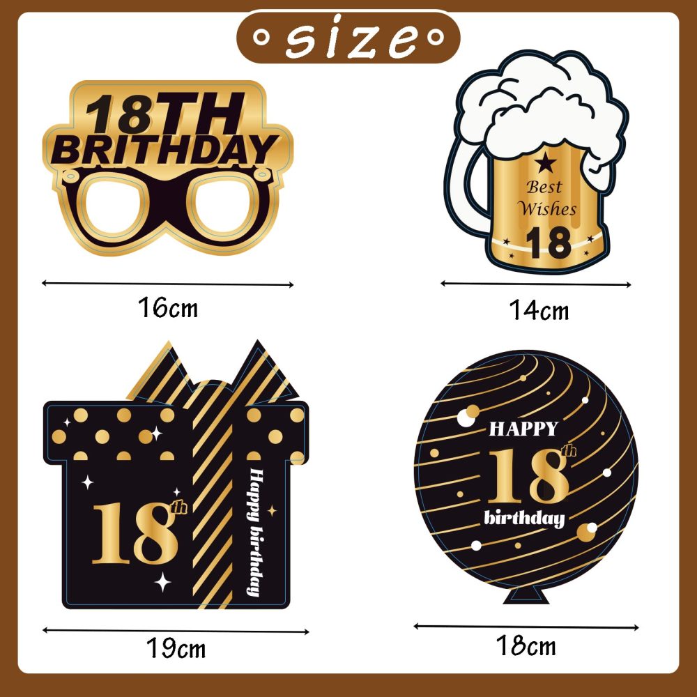 18th Birthday Photo Booth Props Kit,32PCS Black Gold Photobooth Props,18th Party Props Birthday Party Selfie Props Kit with Sticks for Boys,Him,Happy 18th Birthday Party Decorations Supplies Favors - Image 7
