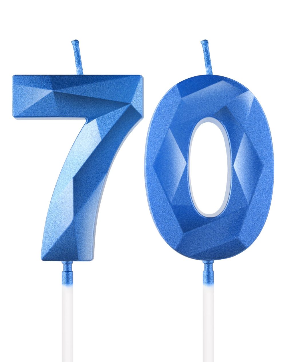 Royal Blue 70th Birthday Candles, 3D Blue Number 70 Candle for Cake, Women Men 70th Birthday Decorations, Blue Cake Decorations, Blue Candle Cake Topper for Birthday Party Wedding Anniversary Supplie