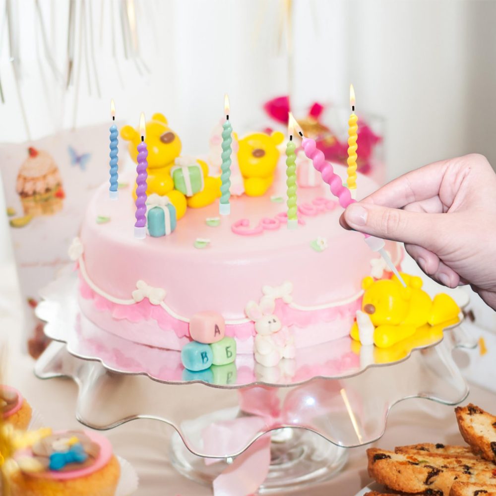 12 Pcs Birthday Candles for Cakes, Rainbow Spiral Cake Candles, Party Candles with Holders for Birthday Cake Baby Shower Cake Wedding Party Decoration - Image 6
