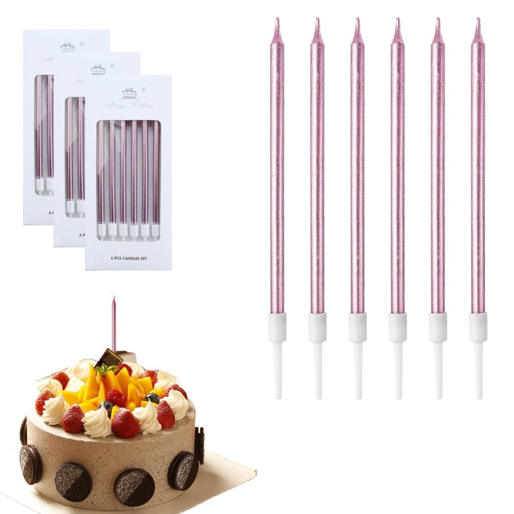 Birthday Candles,18 Pcs Cake Candles, Birthday Cake Candles for Cupcake or Cakes, 5.3 Inch Rose Gold Candles for Wedding, Party or Celebrate Anniversary
