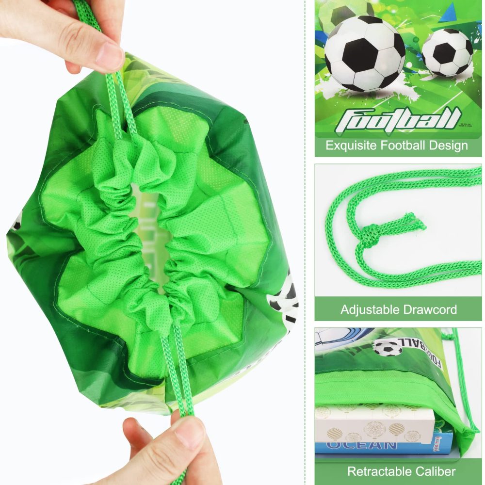 Newthinking 12 Pack Drawstring Party Bags for Kids, Non-woven Fabric Football Drawstring Backpacks Party Favor Bags Supplies for Children Boys Birthday Party - Image 5