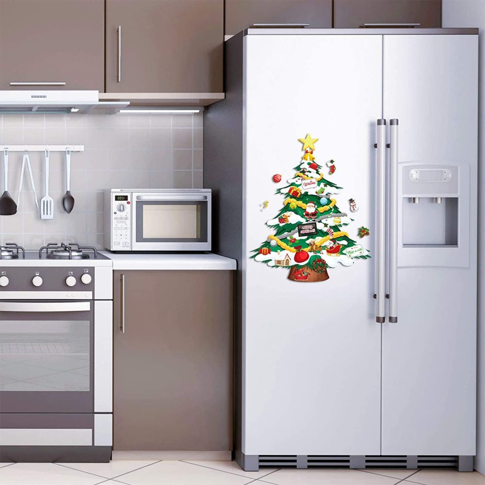 9 Pieces Christmas Tree Refrigerator Magnets Decorations Tree Snowman Magnets Set Xmas Magnetic Christmas Refrigerator Stickers Decoration for Christmas Holiday Refrigerator Metal Door Decor - Image 2