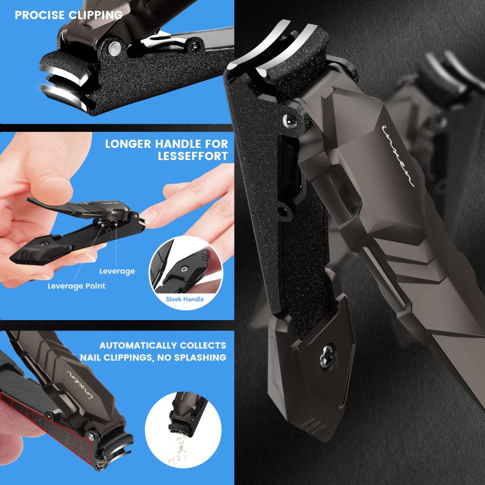 Nail Clippers for Men with Catcher – No Splash, Self-Collecting Premium Steel Nail Clippers for Fingernails & Toenails, Perfect for Men & Women, Great Gadget & Stocking fillers for Men Gift - Image 6