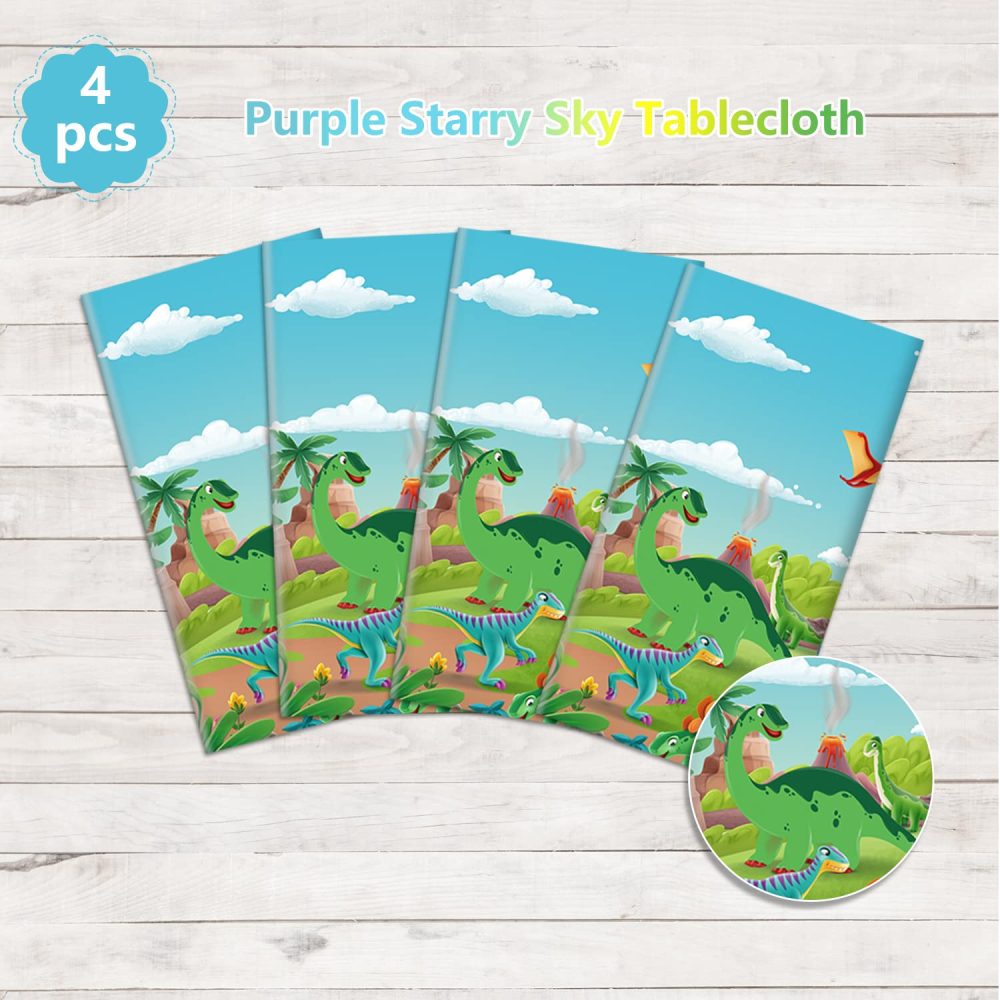 4PCS Dinosaur Tablecloth Dinosaur Party Decorations Dinosaur Party Supplies 86 x 51 inches Dinosaur Theme Table Cover Dinosaur Rectangle Plastic Table cloth dinosaur table cloths for birthday party - Image 3