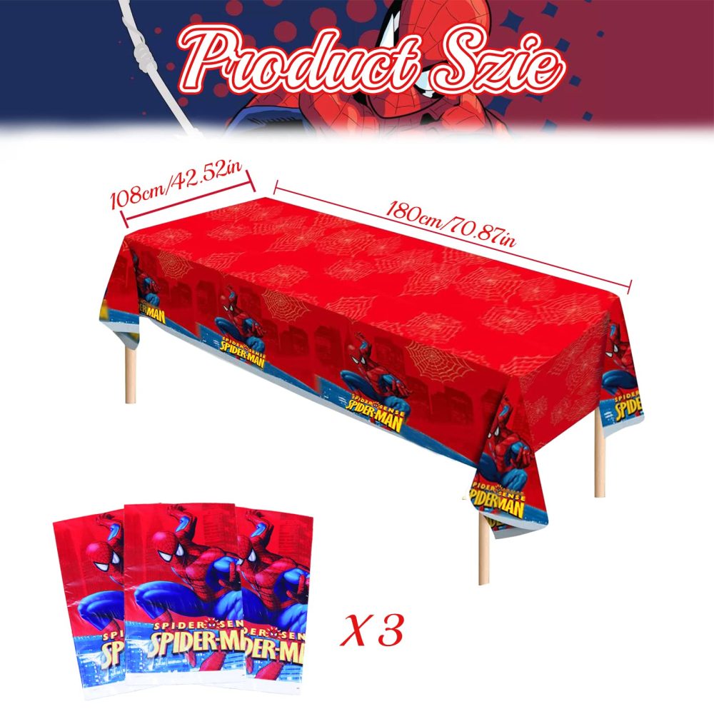 Alviller 3Pcs Spiderman Table Cloth, 180cm*108cm Waterproof Superhero Party Tablecloth Rectangular Plastic Avengers Table Cover for Kids Birthday Themed Party Decoration - Image 7