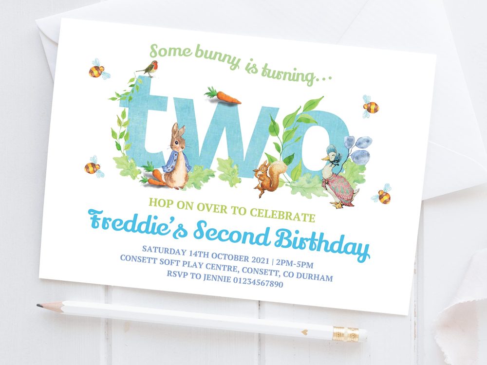 10 Personalised Peter Rabbit Kids Boy Girl 1st First Birthday Party Invitations Invites ANY AGE - Image 8