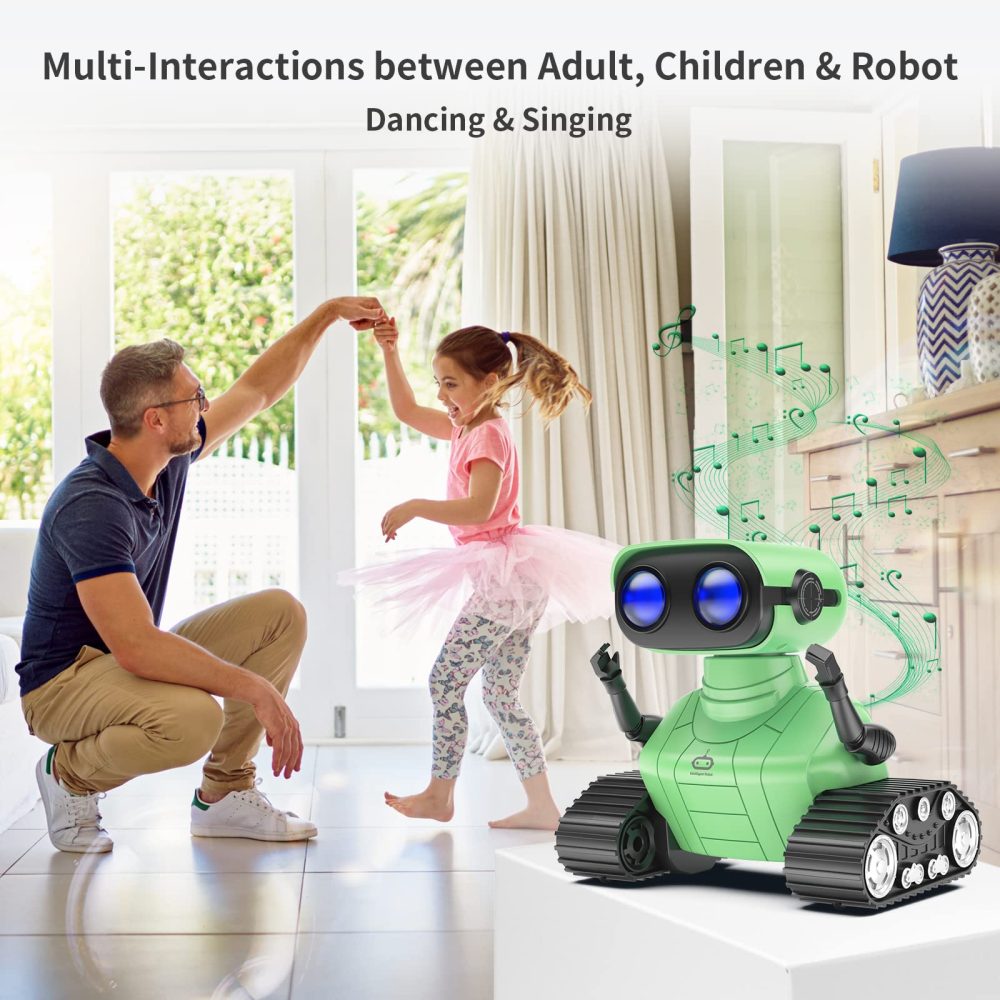AONGAN RC Robot Toys Rechargeable Robot Toys for Kids Dancing Singing Music LED Eyes Demo Birthday Toy Gifts for Boys and Girls Aged 3-9(Green)… - Image 5