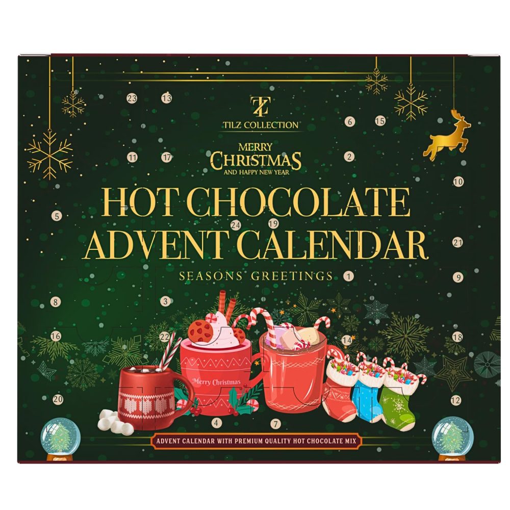 Hot Chocolate Advent Calendar 2024, Christmas | 24 Days Hot Chocolate Gift Set Selection With Mini Marshmallows For Hot Chocolate | Candy Canes | Chocolate Drops | 12 Flavours, Hot Chocolate Gift Sets - Image 8