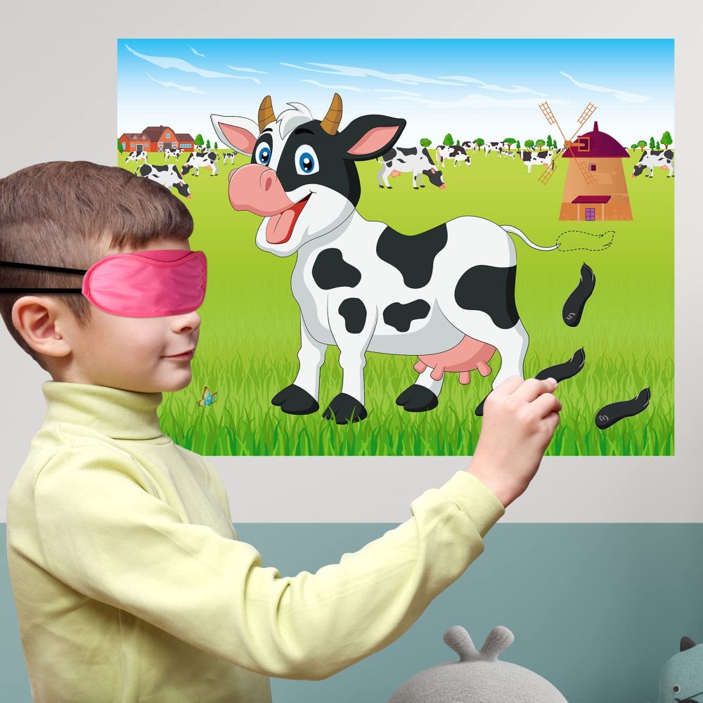 Morcheiong Pin The Tail on The Cow Party Game with 48 Tails for Farm Party Decorations Kids Birthday Party Favors Western Party Supplies - Image 3