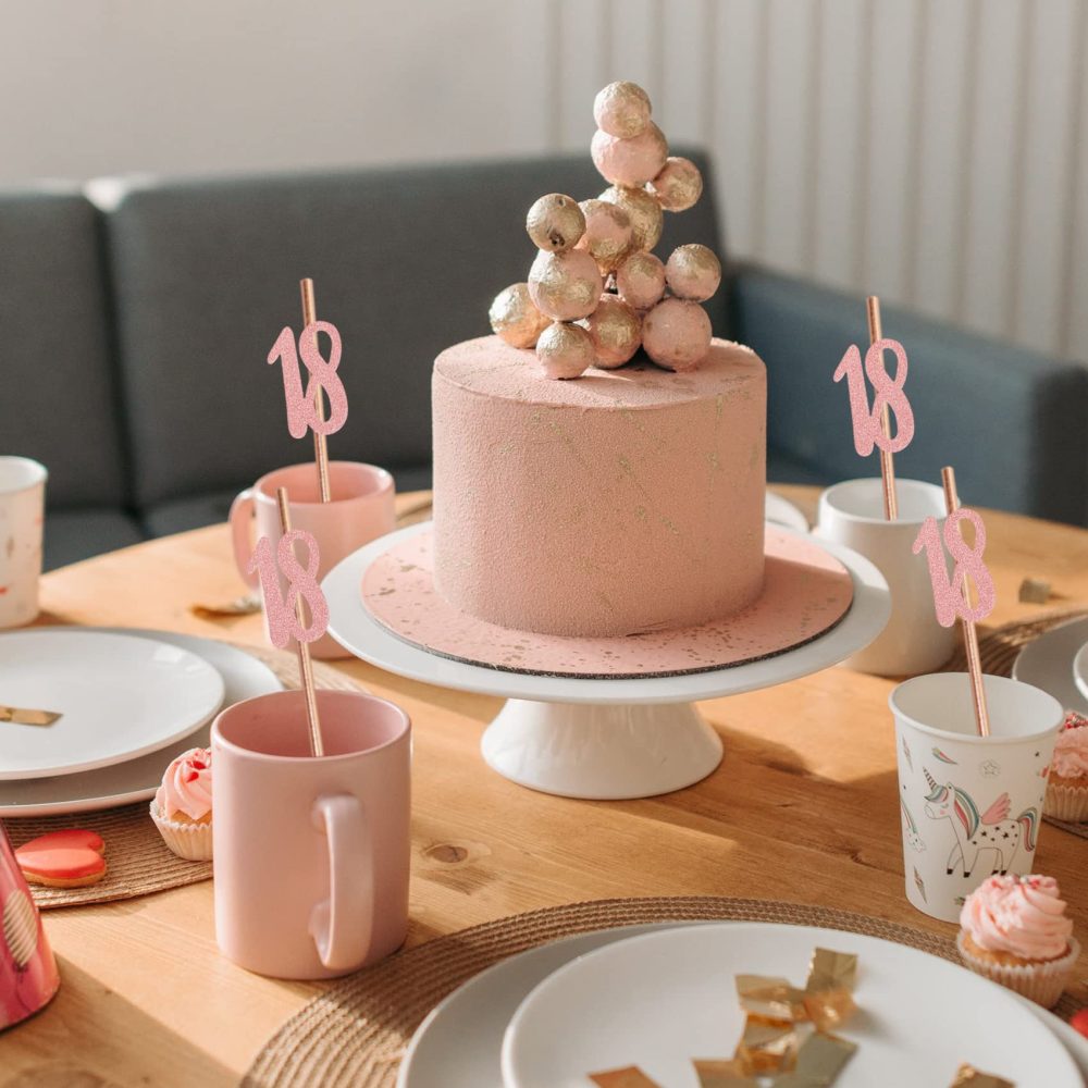 18th Birthday Straws, Pack of 24 Rose Gold Birthday Party Straws, 18th Birthday Party Supplies - Image 2