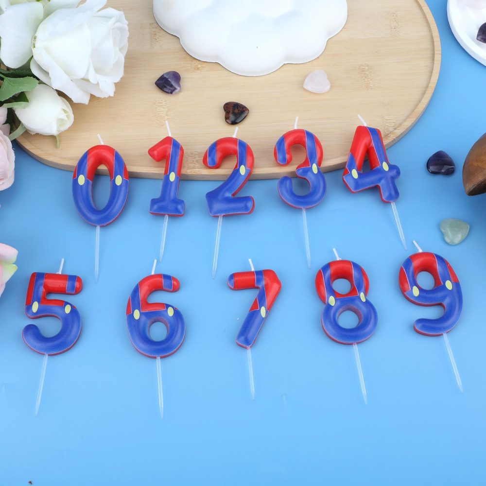 Red Blue Birthday Candles, Birthday Candles Numbers Cartoon Game Themed Cake Topper Candles Birthday Cake Decorations for Boys Girls Kids Party Decor Celebration Supplies (Number 7) - Image 6