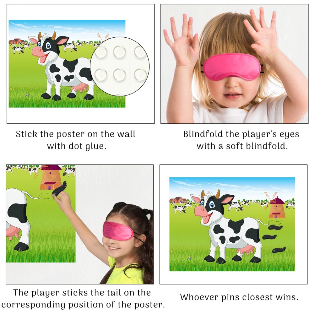 Morcheiong Pin The Tail on The Cow Party Game with 48 Tails for Farm Party Decorations Kids Birthday Party Favors Western Party Supplies - Image 5
