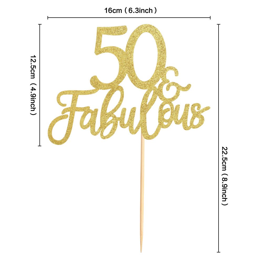 3Pcs 50 & Fabulous Cake Toppers 50 Birthday Anniversary Cake Toppers for 50 Birthday Anniversary Party Decorations Happy 50th Birthday Cake Decorations Supplies - Image 9