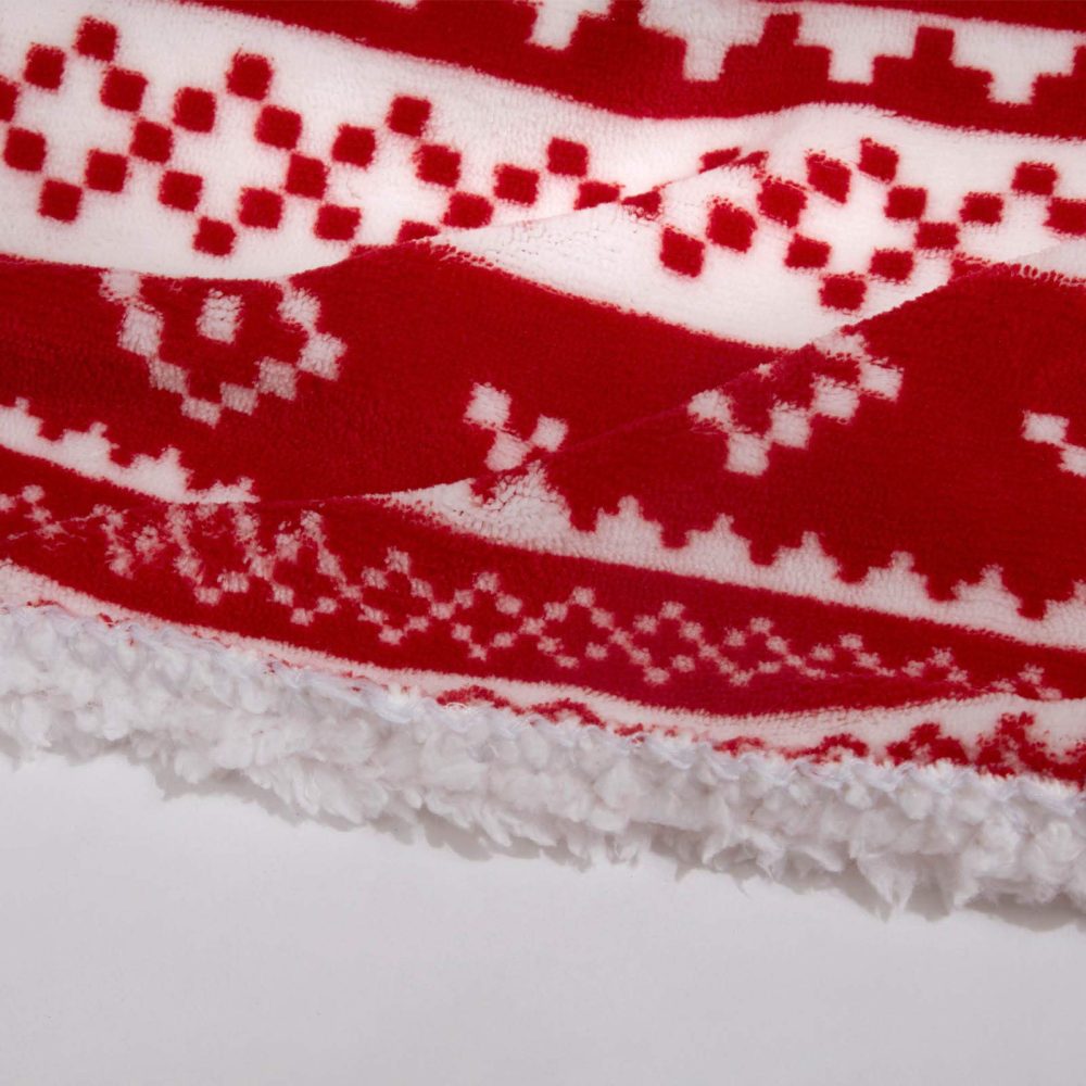 Dreamscene Christmas Blanket Sherpa Flannel Fleece Blanket Faux Fur Large Cuddly Cosy Throw Over Christmas Throws for Sofa, Nordic Red White 150 x 180cm - Image 5