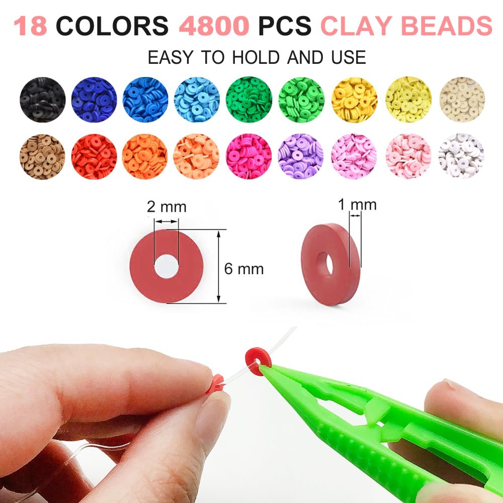 Fournine 5300 pcs Clay Beads Bracelet Making Kit, Friendship Bracelet Kits Flat Beads for Jewelry Making, Polymer Heishi Beads Set for Bracelet Necklace DIY Crafts Gift for Teen Girls - Image 6