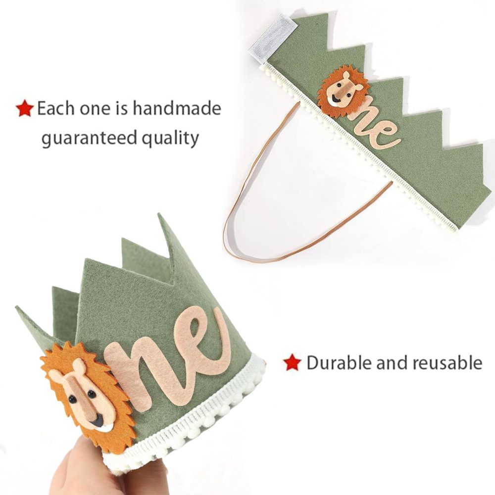PSFXBM Baby First Birthday Crown, Jungle Wild One Hat 1st Birthday Hat Boy Lion Party Decorations, Suitable For Children'S Birthday Parties, Carnivals, Leaving Precious Memories For Children - Image 5