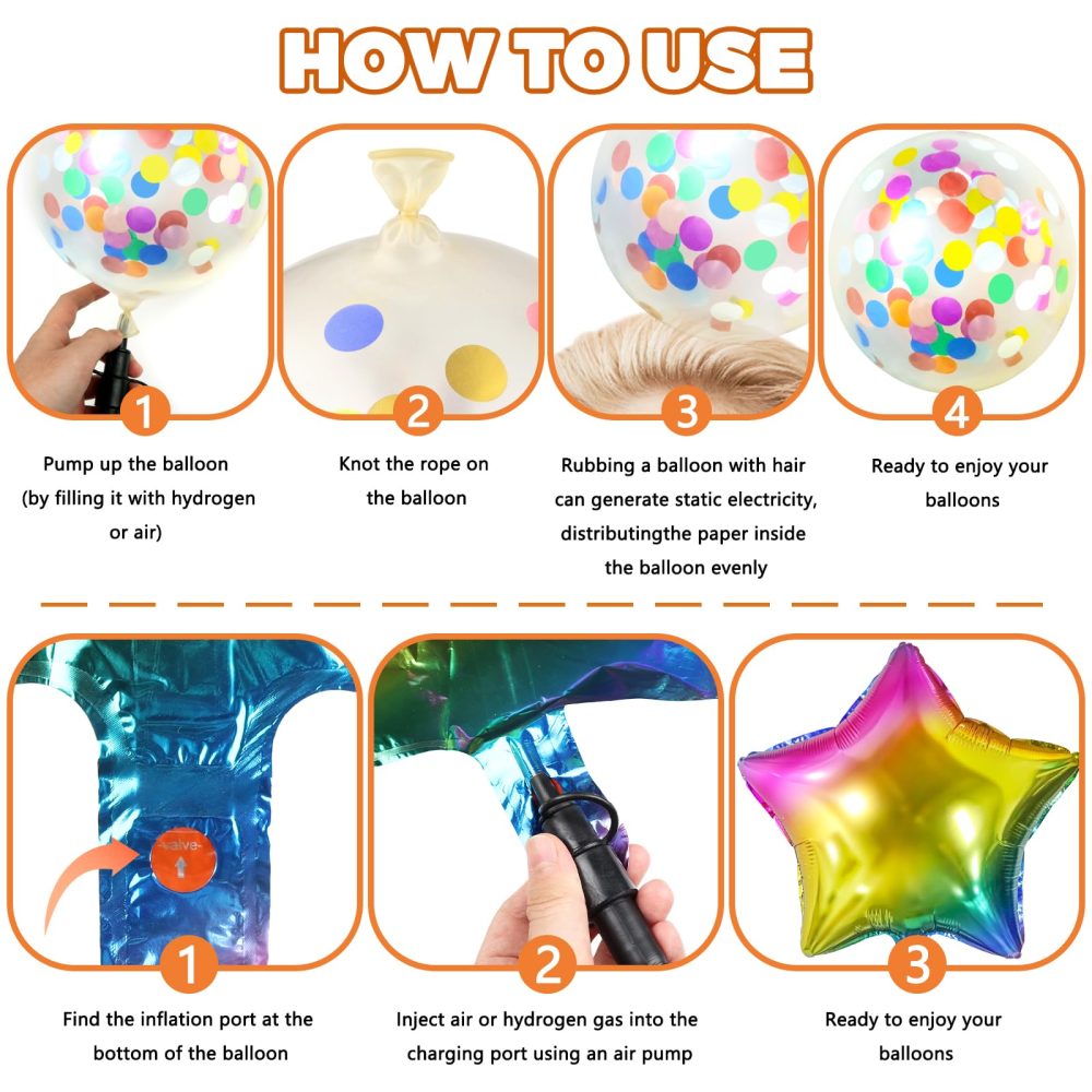 Colorful Birthday Decorations, Birthday Party Supplies for Men Women Boys Girls with Rainbow Happy Birthday Banner, Confetti Balloons, Fringe Curtain, Heart Star Foil Balloons, Hanging Swirls - Image 6