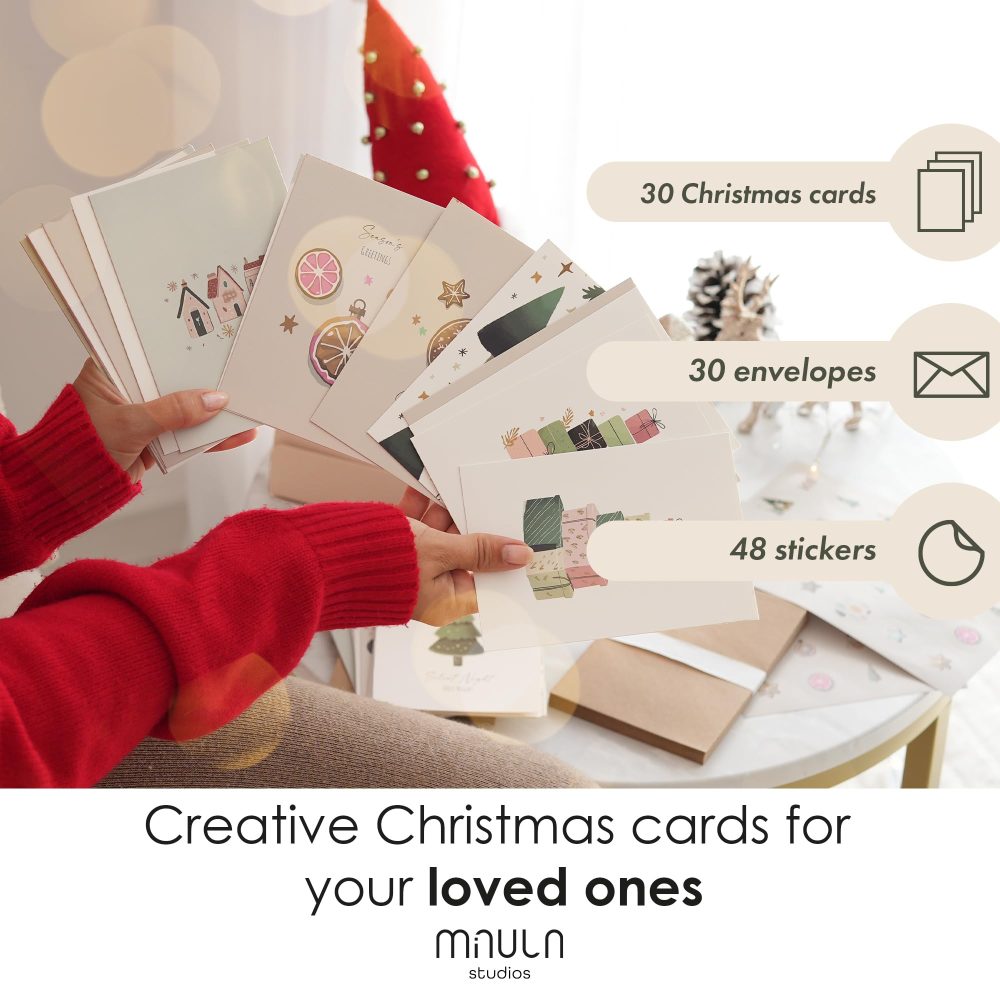 30 Christmas Cards With Envelope - Cards for Christmas A6 - Christmas Cards Pack of 30 - Xmas Cards 2024 - Christmas Card Set Postcards - Box of Christmas Cards - Boxed Christmas D013_UK - Image 5