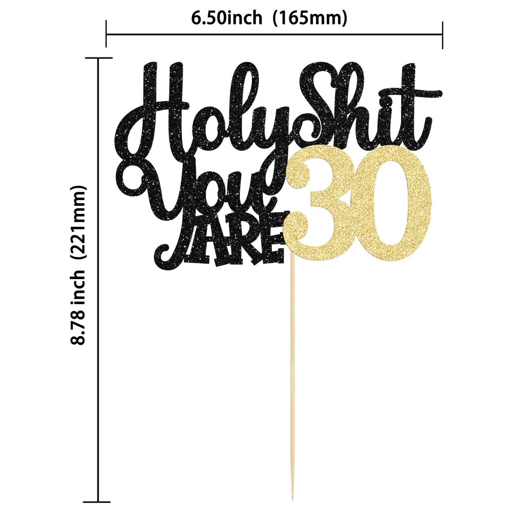 1Pc Holy Shit You are 30 Cake Topper Glitter Funny 30th Birthday Cake Pick for Happy 30th Cheers to 30 Years Old Birthday Party Cake Decorations Supplies - Image 7