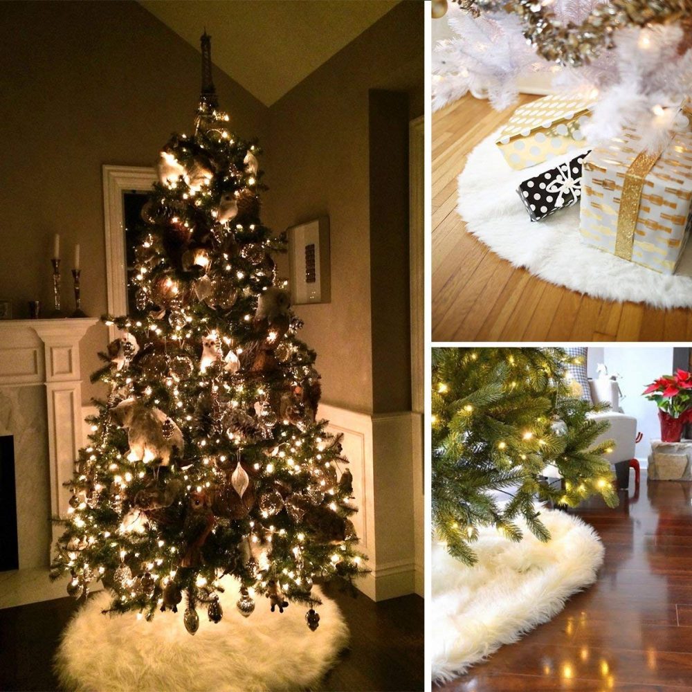 NTMY Christmas Tree Skirts, 36 Inch Faux Fur White Tree Skirts - Image 2