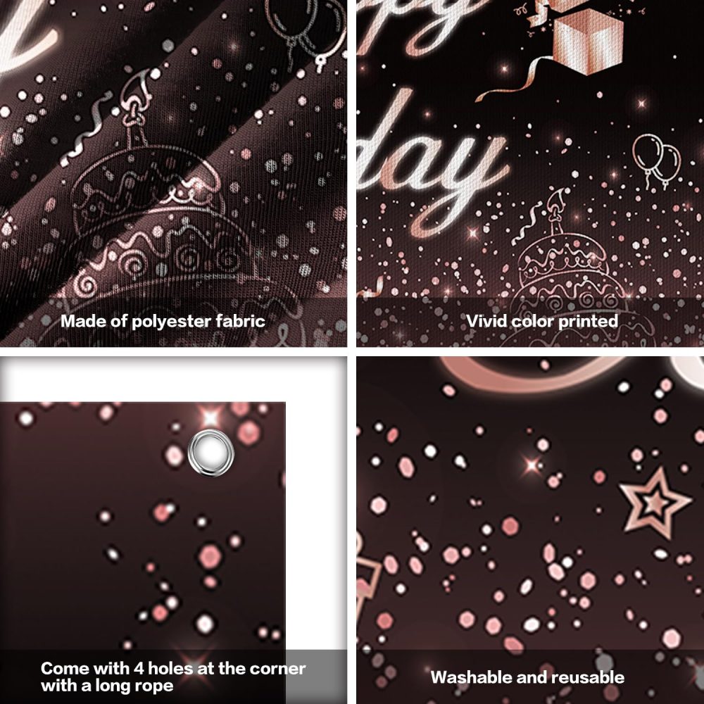 153 PCS Black and Rose Gold Party Decoration Black Rose Gold Dinnerware Set Rose Gold & Black Party Supplies Rose Gold and Black Birthday Party Set-Plates, Backdrop, Balloons, Tablecloth Serves 20 - Image 3