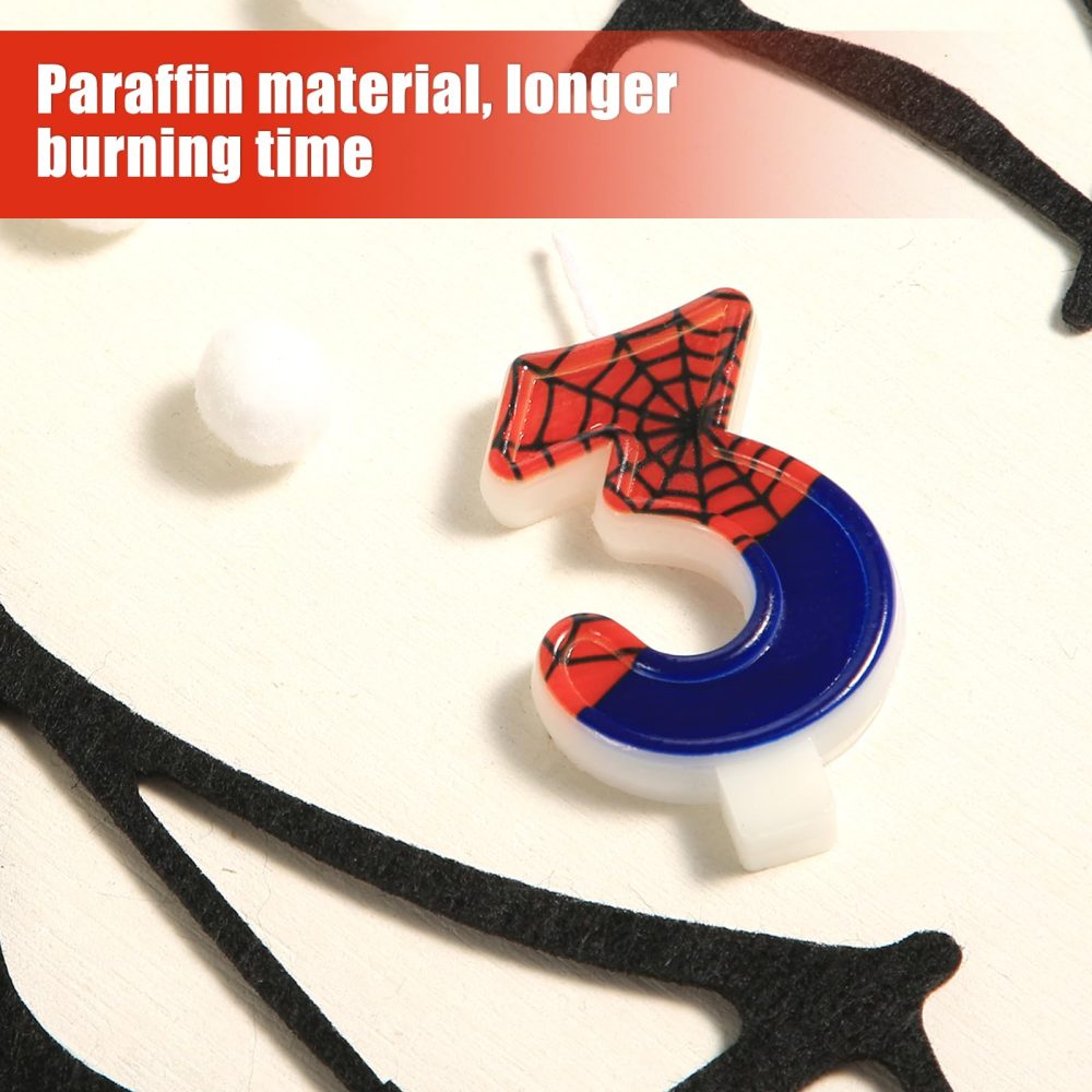 Spider Candle, Spider Web Candles Number Candle Cake Topper Candle Birthday Cake Candles Spider Birthday Decorations for Boy Spider Themed Birthday Party Halloween Party Supplies (3) - Image 4
