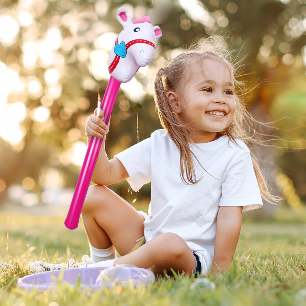 6 Pieces 40in Horse Head Inflatable Sticks Include 3 Pink Inflatable Horse Stick Balloons and 3 Red Inflatable Horse Stick Balloons for Birthday Christmas Theme Parties Home Decoration(2 Style) - Image 5