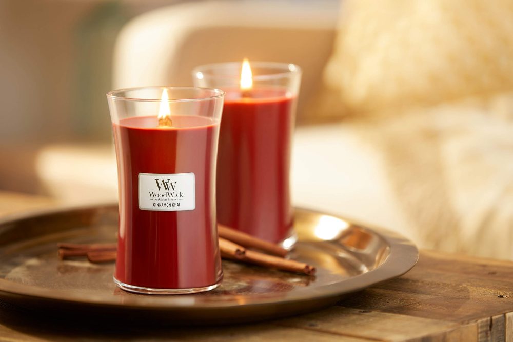 WoodWick Scented Candle with Crackling Wick, Cinnamon Chai Large Hourglass Candle, Long Burning Candles: Up to 130 Hours, Perfect Christmas Gifts for Women - Image 2