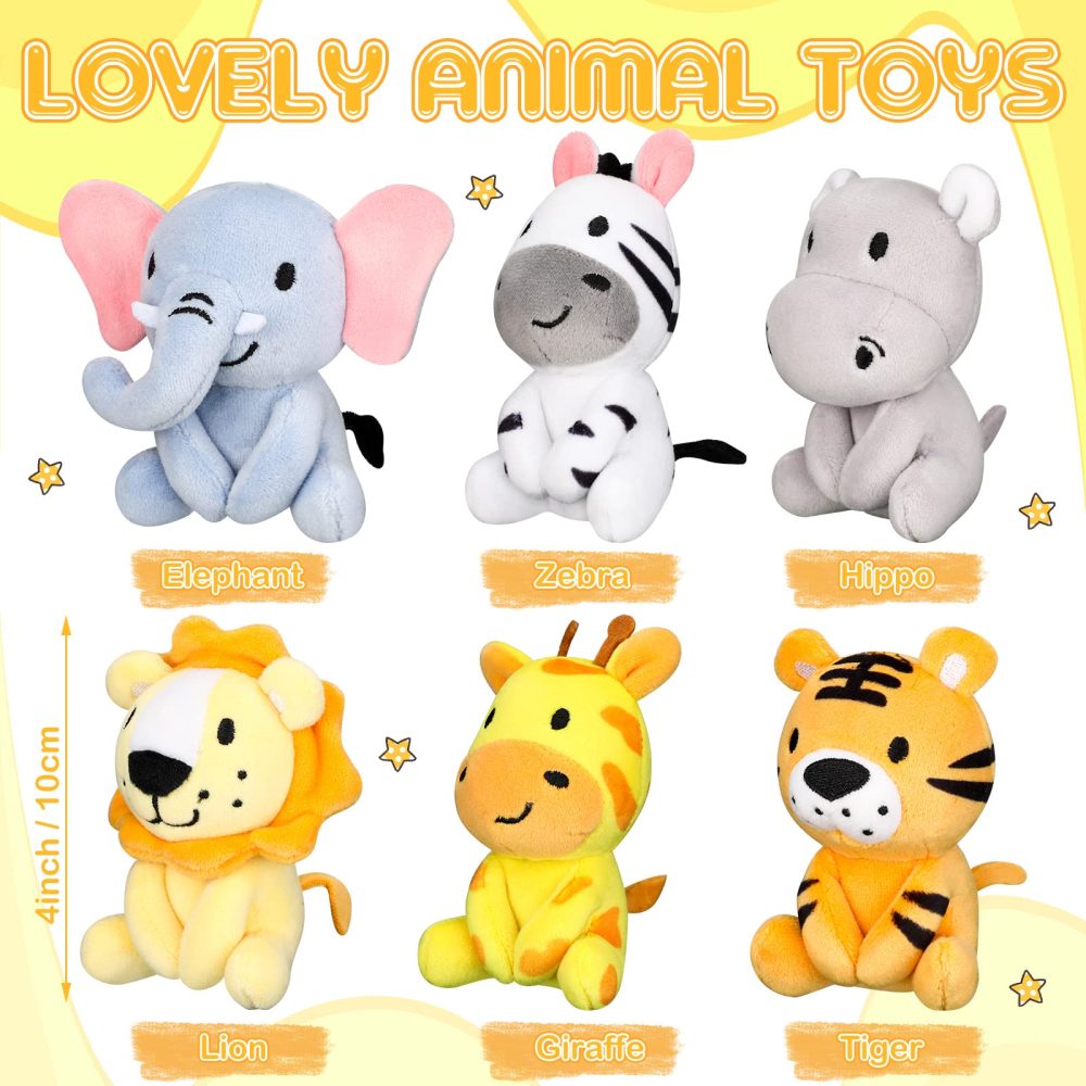 6 Pcs Christmas Mini Stuffed Forest Animals Jungle Animal Plush Toys Bulk 4 Inch Cute Plush Elephant Lion Giraffe for Baby Shower Birthday Stuffer Animal Themed Party Decoration - Image 4