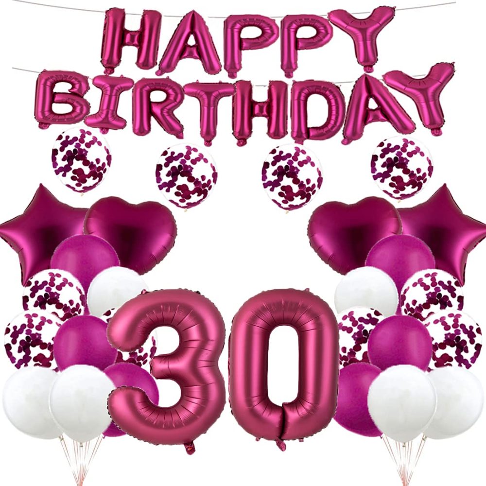 30th Birthday Balloon 30th Birthday Decorations Burgundy 30 Balloons Happy 30th Birthday Party Supplies Number 30 Foil Mylar Balloons Latex Balloon Gifts for Girls,Boys,Women,Men